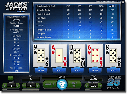 Play Jacks or Better video poker for real money online