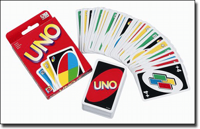 Uno card game for travelling