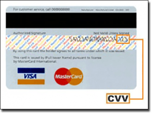 MasterCard CVV number security for online casinos